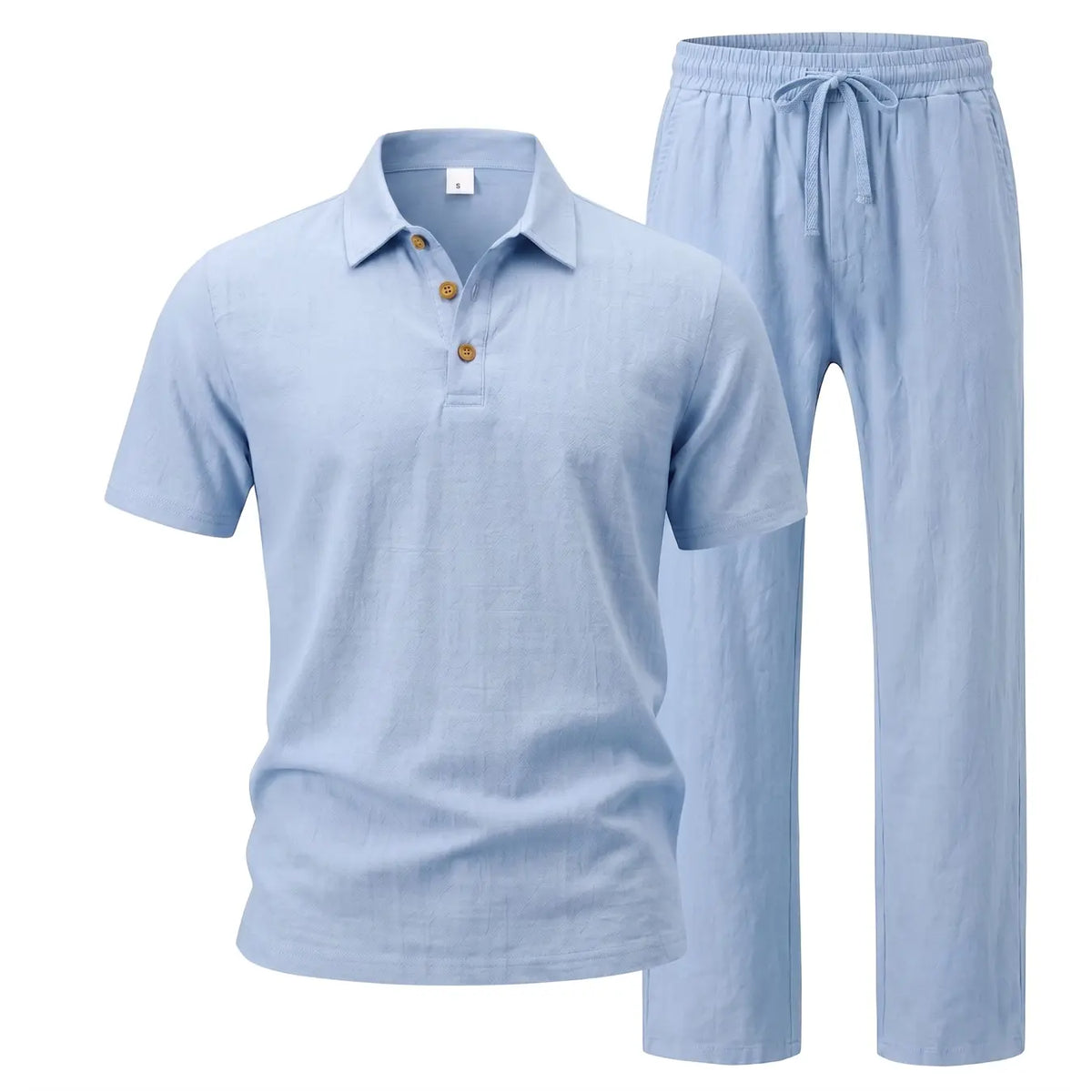Light blue men linen two piece set