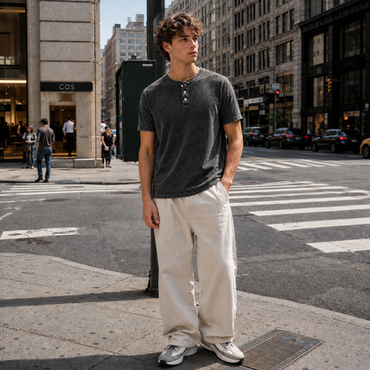 Bleamme Henley Washed T-shirt