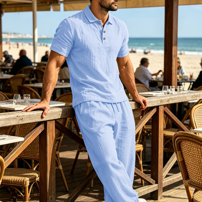 Bleamme Men Linen Two Piece Set