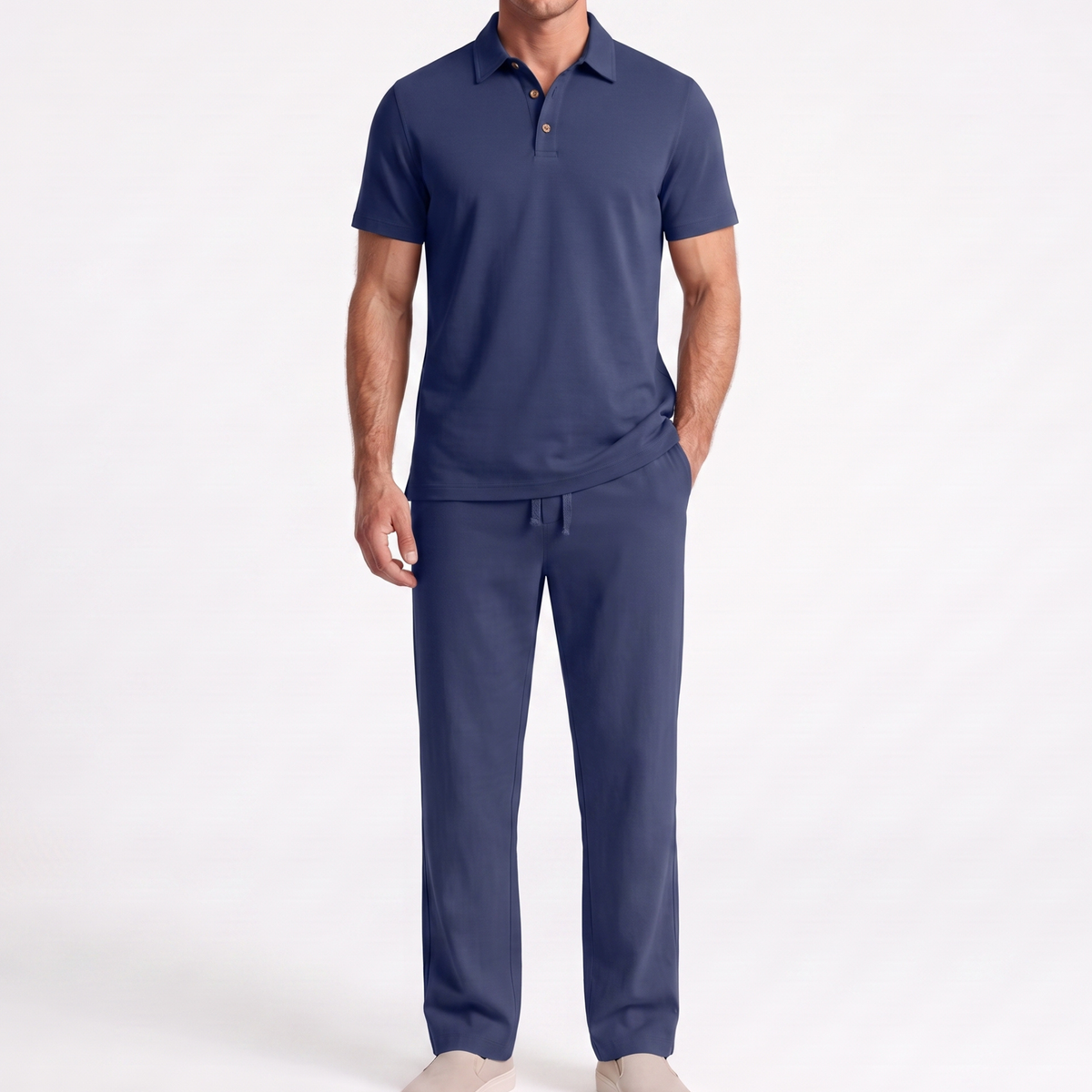 Navy men two piece outfit full body