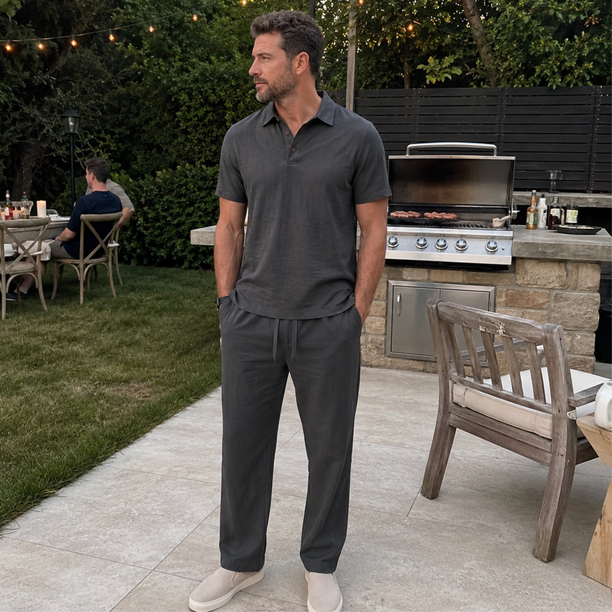 Bleamme Men Linen Two Piece Set