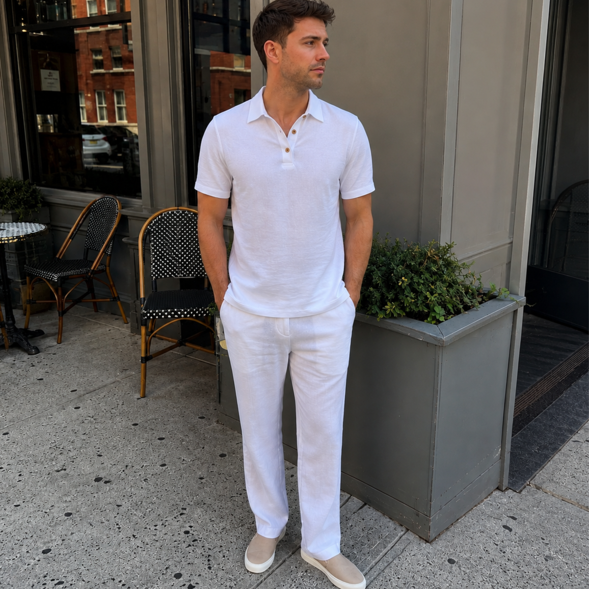 Bleamme Men Linen Two Piece Set