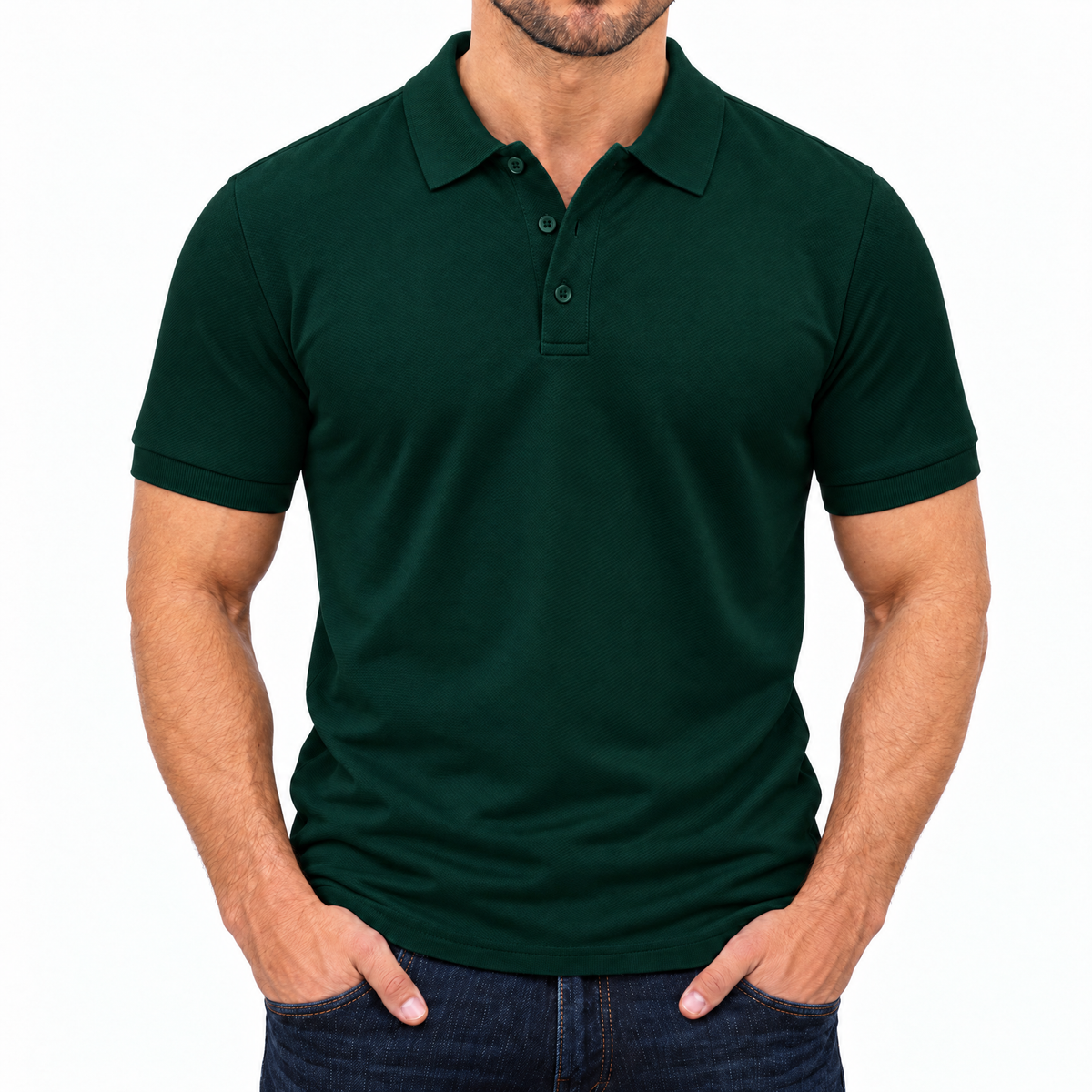 Bleamme Short Sleeve Polo in Dark Green