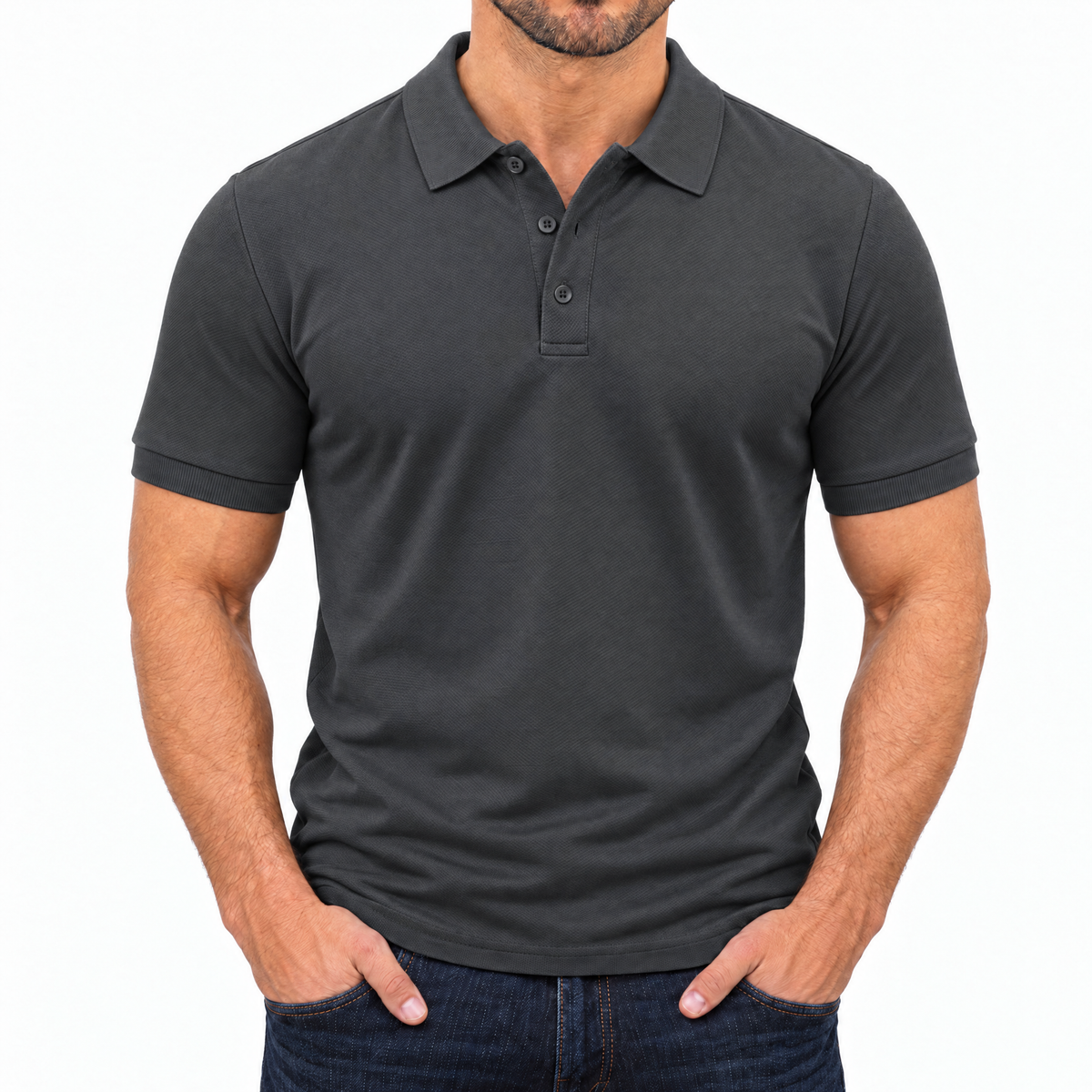 Bleamme Short Sleeve Polo in Dark Gray