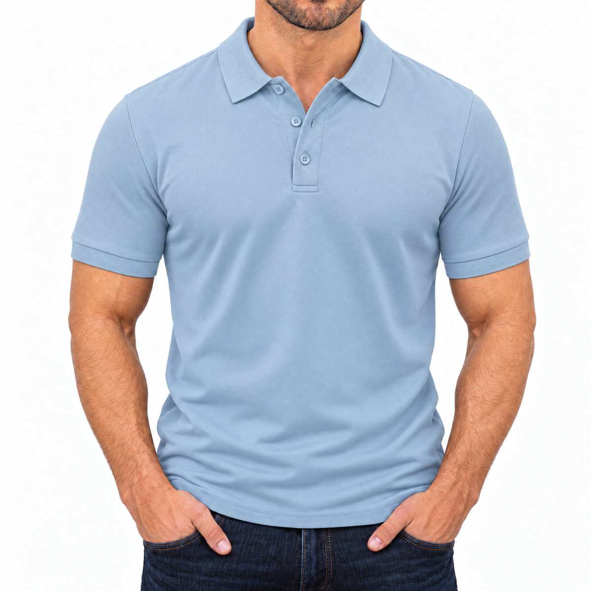 Bleamme Short Sleeve Polo in Light Blue