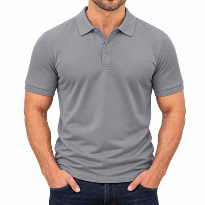 Bleamme Short Sleeve Polo in Light Gray