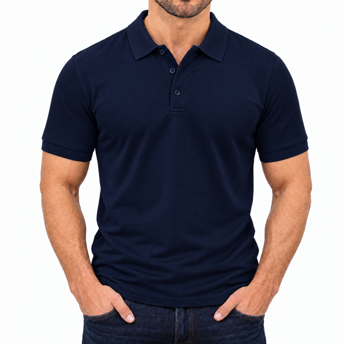 Bleamme Short Sleeve Polo in Navy